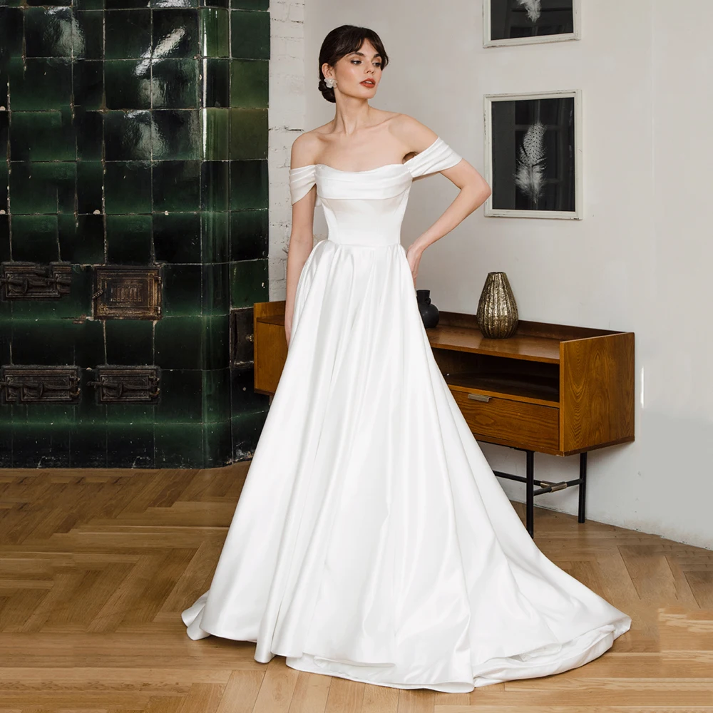 Msikoods Customized Simple Satin Wedding Dresses 2026 Elegant Off The Shoulder Corset Bridal Dress A Line Brides Wedding Gown
Msikoods Customized Simple Satin Wedding Dresses 2026 Elegant Off The Shoulder Corset Bridal Dress A Line Brides Wedding Gown