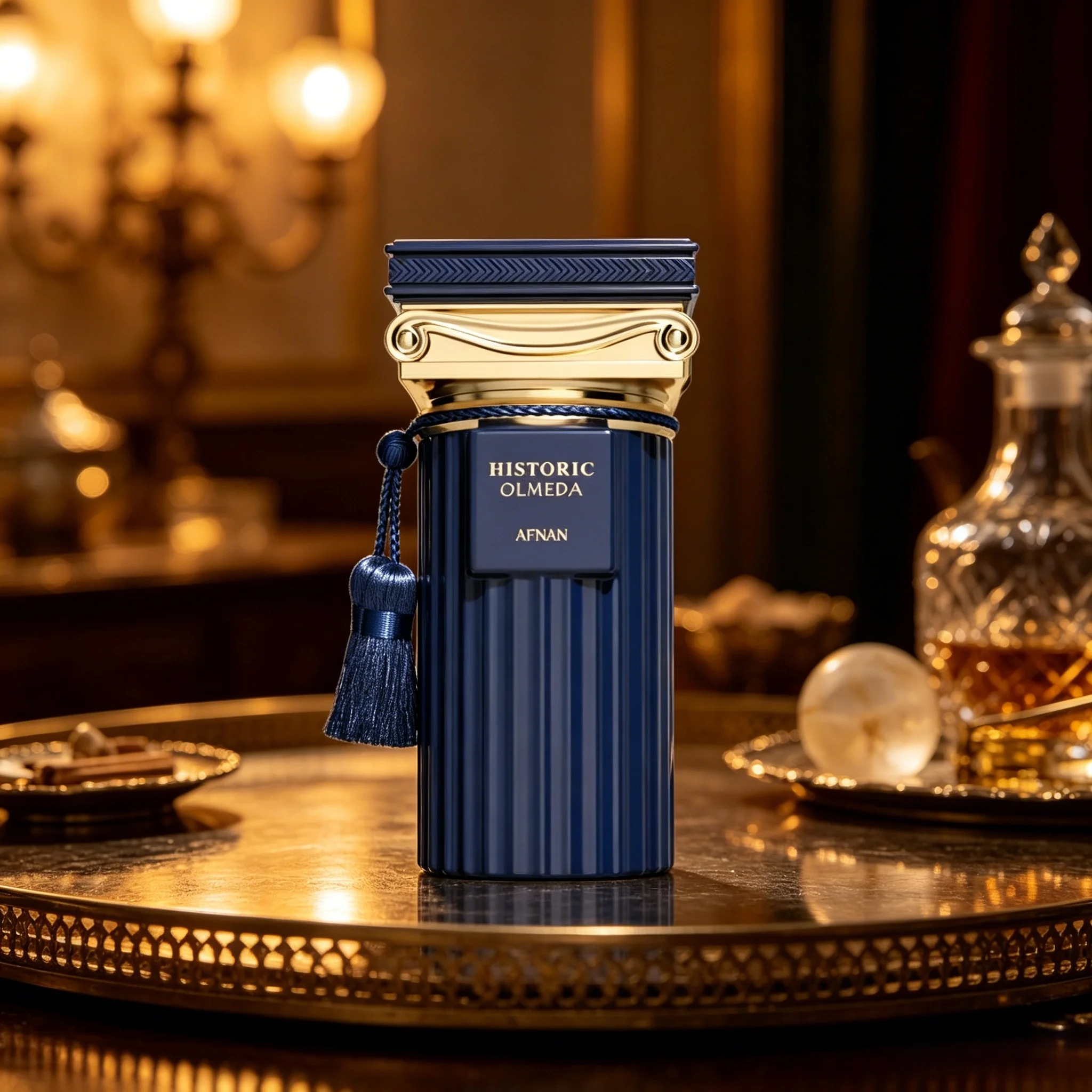 Afnan Historic Olmeda Unisex Eau de Parfum Rich Woody Oud Spicy Scent Glossy Dark Blue Roman Column Bottle Blue Silk Tassel Long Lasting Luxury Vintage Fragrance Premium Holiday Gift for Men and Women
Afnan Historic Olmeda Unisex Eau de Parfum Rich Woody Oud Spicy Scent Glossy Dark Blue Roman Column Bottle Blue Silk Tassel Long Lasting Luxury Vintage Fragrance Premium Holiday Gift for Men and Women