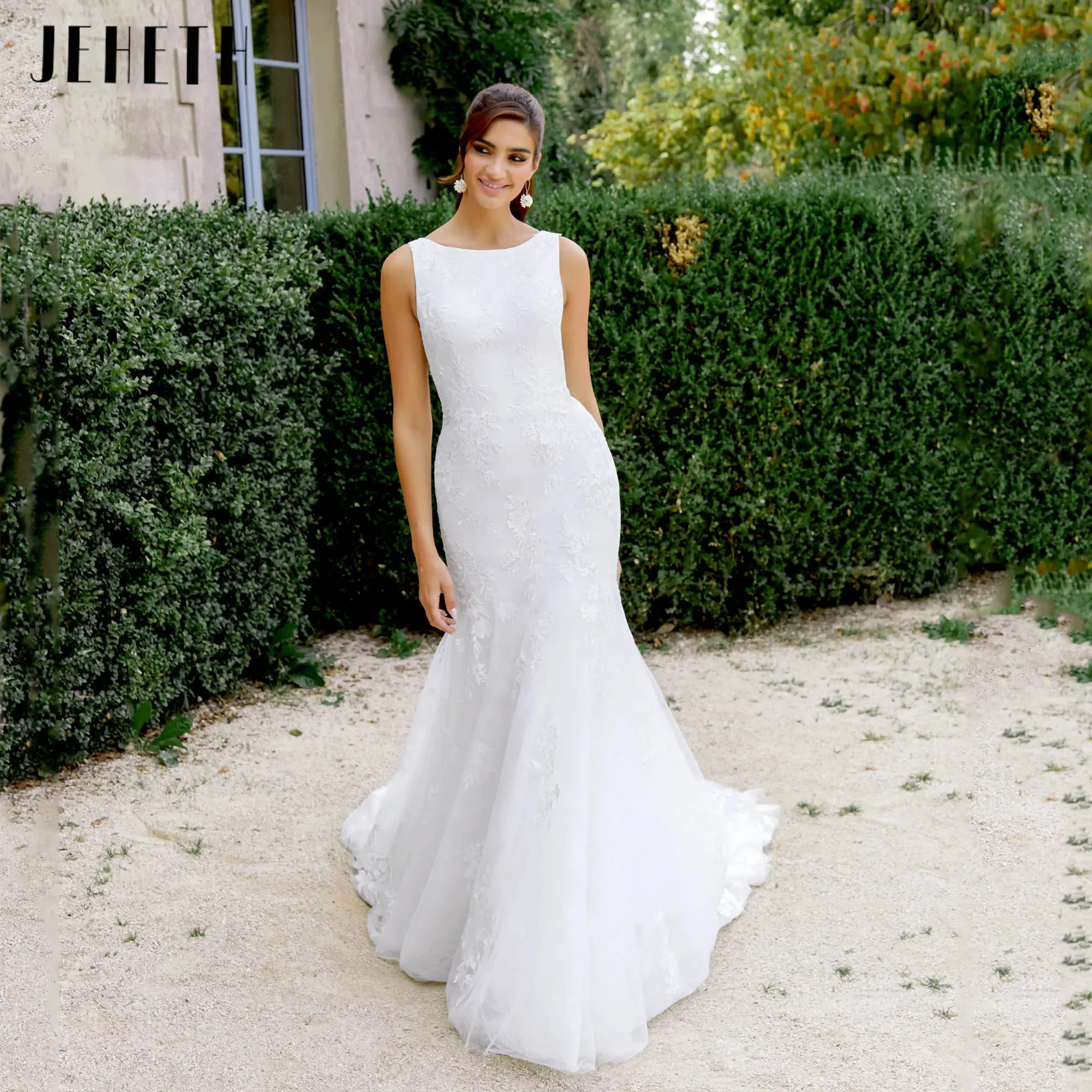 JEHETH O-neck Mermaid Bridal Dress 2025 Sleeveless Backless Illuaion Wedding Gown Appliques Romantic vestido de novia Customized
JEHETH O-neck Mermaid Bridal Dress 2025 Sleeveless Backless Illuaion Wedding Gown Appliques Romantic vestido de novia Customized