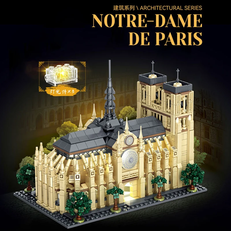MOC 1757PCS Notre Dame Cathedral Building Blocks Medieval Church DIY Model Puzzle Toy Gift City Street View Series with LED
MOC 1757PCS Notre Dame Cathedral Building Blocks Medieval Church DIY Model Puzzle Toy Gift City Street View Series with LED