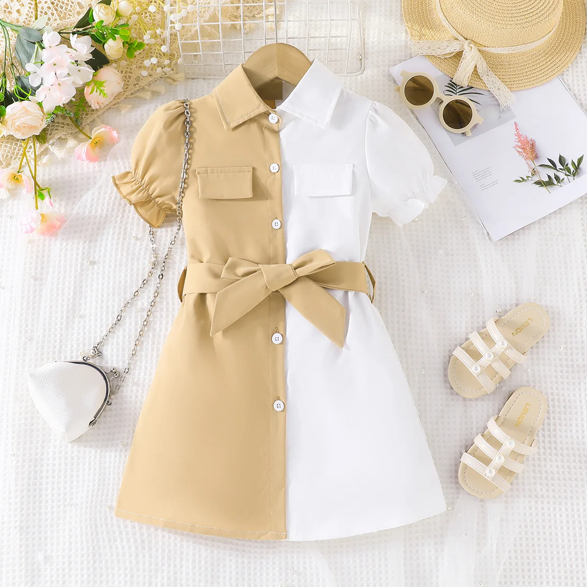 Dress For Kids 4-7 Years Fashion Short Sleeve Princess Formal Button Stitching Dresses Vestidos with Belt Ootd For Baby Girls
Dress For Kids 4-7 Years Fashion Short Sleeve Princess Formal Button Stitching Dresses Vestidos with Belt Ootd For Baby Girls