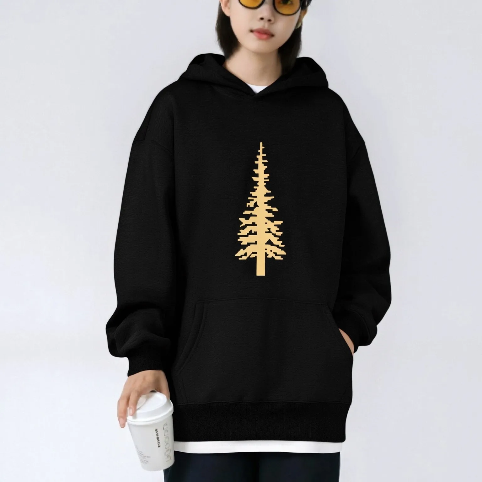 Толстовка с капюшоном «Сосна», черная толстовка с рисунком «Золотая сосна», повседневный свободный топ с длинными рукавами, осенний удобный топ в стиле природы
Толстовка с капюшоном «Сосна», черная толстовка с рисунком «Золотая сосна», повседневный свободный топ с длинными рукавами, осенний удобный топ в стиле природы