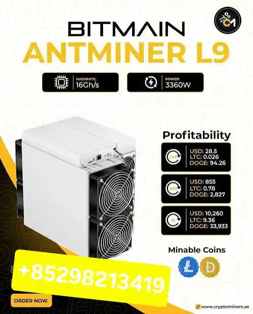 BEST MINER Bitmain Antminer L9 17 GH 3400W Scrypt ASIC Miner Crypto Mining
BEST MINER Bitmain Antminer L9 17 GH 3400W Scrypt ASIC Miner Crypto Mining