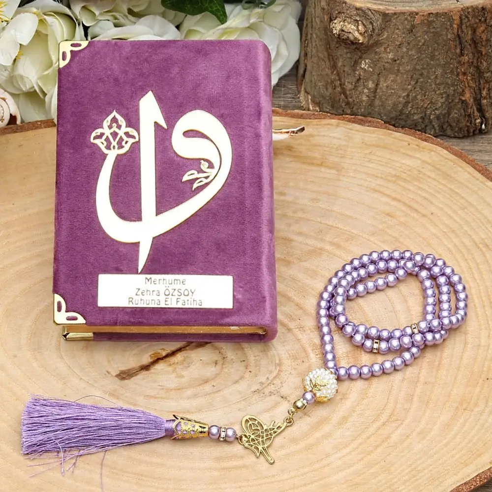 Pocket Size Velvet Covered Quran Plexilic Lilac, Pearl Rosary Lilac, Mawlid Package.
Pocket Size Velvet Covered Quran Plexilic Lilac, Pearl Rosary Lilac, Mawlid Package.