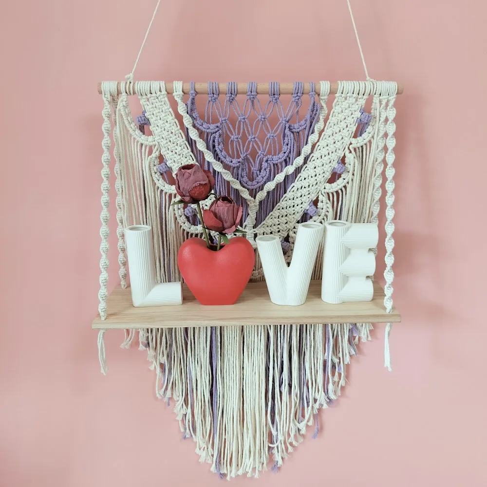 Macrame Wall Hanging Shelf Handwoven Seashell Pattern Macrame Wall Floating Shelves Boho Plant Hanger Crafts Collections Holder
Macrame Wall Hanging Shelf Handwoven Seashell Pattern Macrame Wall Floating Shelves Boho Plant Hanger Crafts Collections Holder
