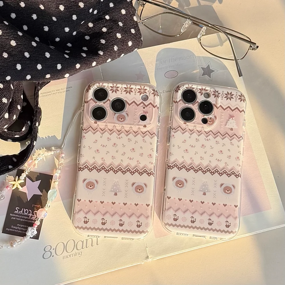 Exquisite Fair Isle bear floral phone case for iPhone 17 16 ProMax 16 15 Pro fundas Korean INS new shockproof protective cover
Exquisite Fair Isle bear floral phone case for iPhone 17 16 ProMax 16 15 Pro fundas Korean INS new shockproof protective cover