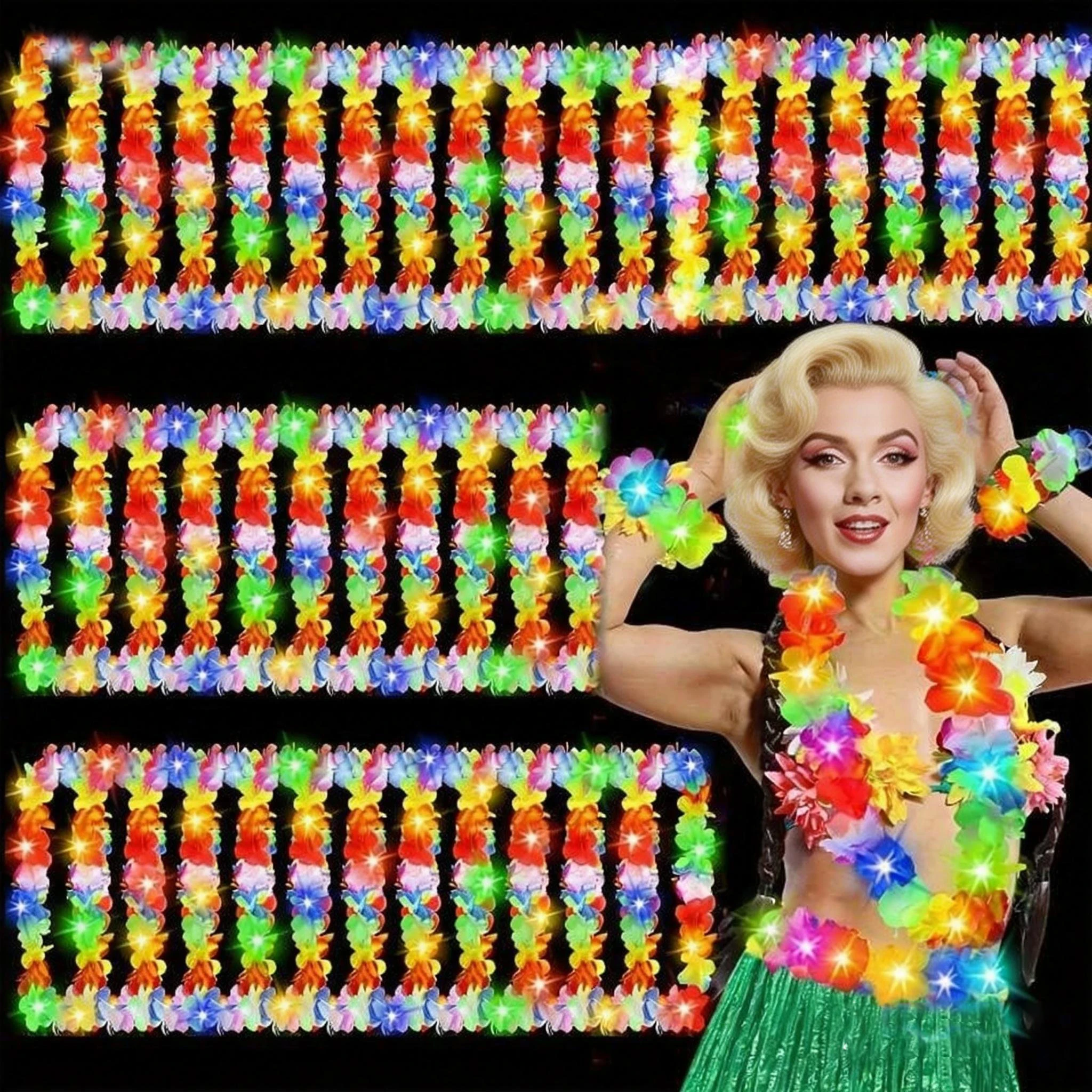 24 шт. светящихся гавайских цветочных гирлянд с LED-подсветкой, ожерелья-гирлянды с цветами, пляжные тропические украшения для вечеринок
24 шт. светящихся гавайских цветочных гирлянд с LED-подсветкой, ожерелья-гирлянды с цветами, пляжные тропические украшения для вечеринок