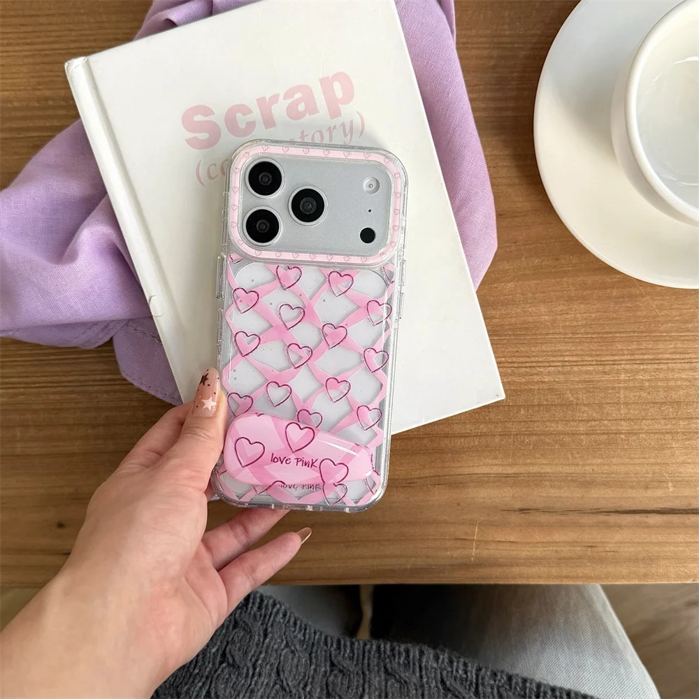 Korean Glitter Love With Stand Clear Phone Case for iPhone 17 Pro 13 14 15 16 Pro Max Case Fashion Shockproof Cover For 15ProMax
Korean Glitter Love With Stand Clear Phone Case for iPhone 17 Pro 13 14 15 16 Pro Max Case Fashion Shockproof Cover For 15ProMax