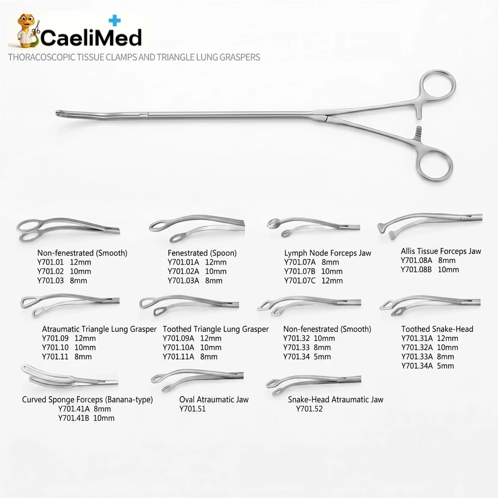 Reusable Thoracoscopic Tissue Clamps, Triangular Lung Grasper, for Thoracoscopy, VATS Thoracic Surgery Instruments
Reusable Thoracoscopic Tissue Clamps, Triangular Lung Grasper, for Thoracoscopy, VATS Thoracic Surgery Instruments
