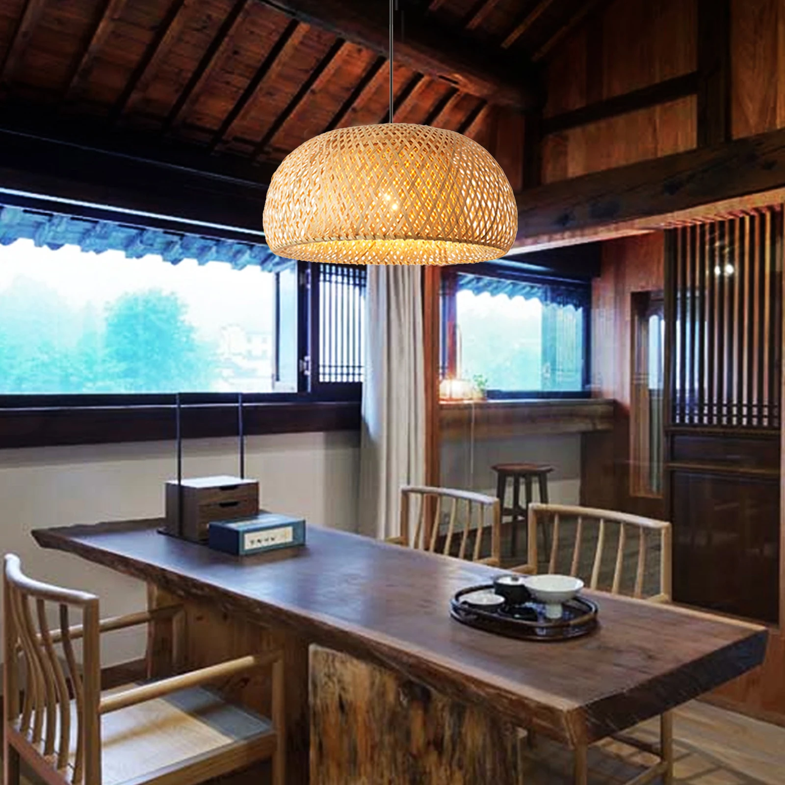 Vintage Bamboo Wicker Rattan Lantern Pendant Light Fixture Hanging Ceiling Lamp LED For Living Room, Bedroom, Dining Room
Vintage Bamboo Wicker Rattan Lantern Pendant Light Fixture Hanging Ceiling Lamp LED For Living Room, Bedroom, Dining Room