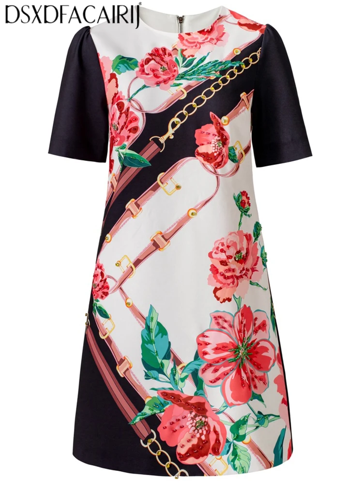 DSFACAIRIJ Women's Summer Print High Street Exquisite Mini Dresses O-Neck Short Sleeves Beading Decorate
DSFACAIRIJ Women's Summer Print High Street Exquisite Mini Dresses O-Neck Short Sleeves Beading Decorate
