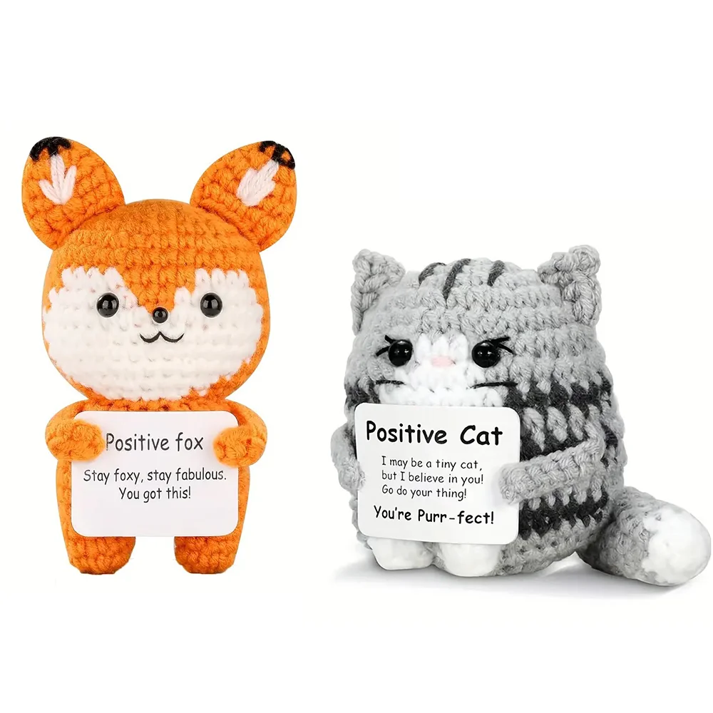 Cat Fox Knitted Doll Ornament Christmas Gift Idea Emotional Knit Toy with Positive Language Home Decor Accessory
Cat Fox Knitted Doll Ornament Christmas Gift Idea Emotional Knit Toy with Positive Language Home Decor Accessory