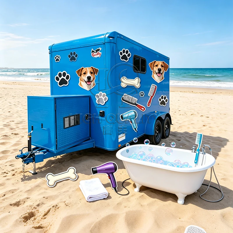 Custom Dog Wash Trailer Mobile Portable Outdoor Truck Trailer Multi-Functional Pet Salon
Custom Dog Wash Trailer Mobile Portable Outdoor Truck Trailer Multi-Functional Pet Salon