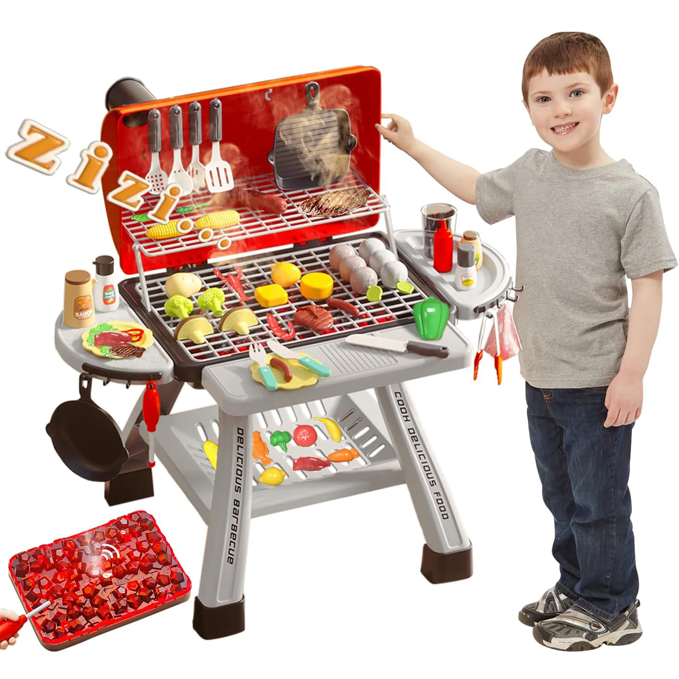 Kids BBQ Grill Playset Play Kitchen Toys Grill Smoke Sound Light Simulation Pretend Play Food Camping Cooking Set
Kids BBQ Grill Playset Play Kitchen Toys Grill Smoke Sound Light Simulation Pretend Play Food Camping Cooking Set
