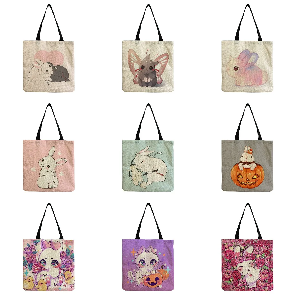 Handbags High Capacity Eco Reusable Lady Shopping Bag Tote Bag With Logo Cartoon Rabbit Print Customizable Women's Shoulder Bag
Handbags High Capacity Eco Reusable Lady Shopping Bag Tote Bag With Logo Cartoon Rabbit Print Customizable Women's Shoulder Bag