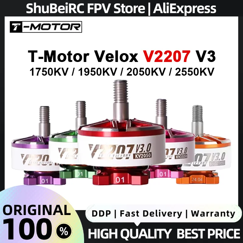 T-Motor Velox V2207 V3.0 Brushless Motor 1750/1950/2050/2550kv for FPV RC Racing Drone Quadcopter Freestyle RC Parts
T-Motor Velox V2207 V3.0 Brushless Motor 1750/1950/2050/2550kv for FPV RC Racing Drone Quadcopter Freestyle RC Parts