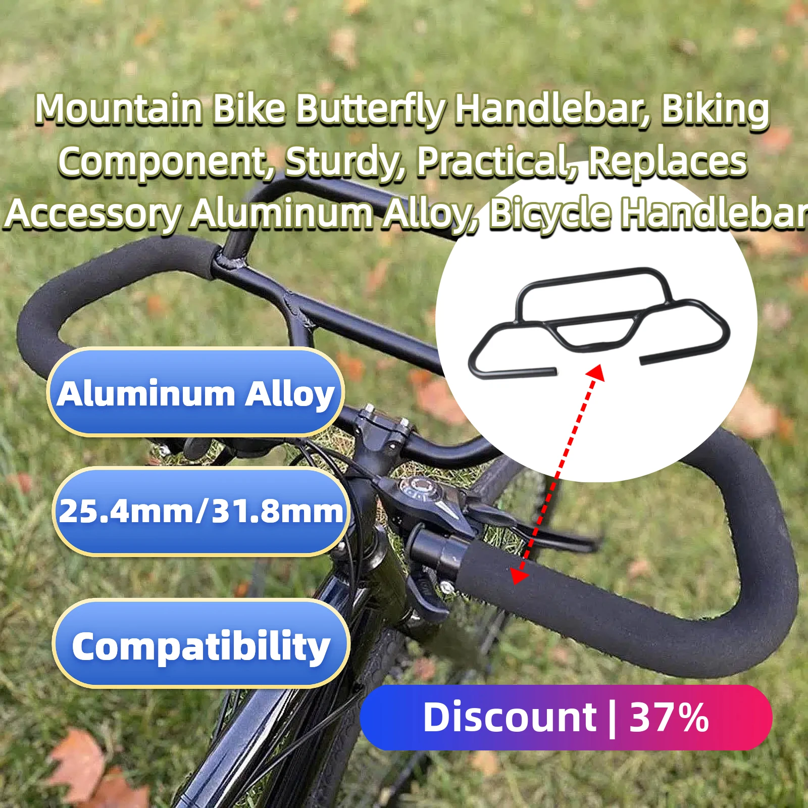Mountain Bike Butterfly Handlebar Biking Component Sturdy Practical Replaces Accessory Aluminum Alloy, Bicycle Handlebar
Mountain Bike Butterfly Handlebar Biking Component Sturdy Practical Replaces Accessory Aluminum Alloy, Bicycle Handlebar
