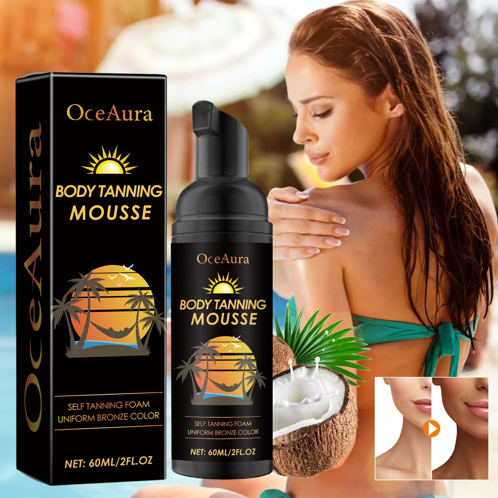 Oceaura Body Tanning Mousse Summer Outdoor Sunless Fake Tanning Natural Glow Body Bronzer Keep Moisturize Tanning Accelerator
Oceaura Body Tanning Mousse Summer Outdoor Sunless Fake Tanning Natural Glow Body Bronzer Keep Moisturize Tanning Accelerator
