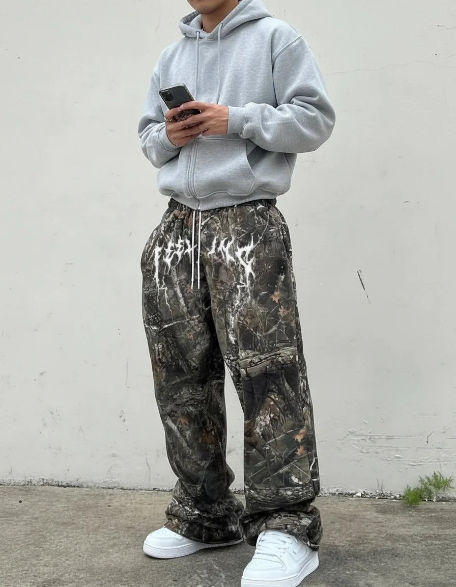 Men's casual sport pants with camouflage print, lightweight and breathable, featuring drawstring design
Men's casual sport pants with camouflage print, lightweight and breathable, featuring drawstring design