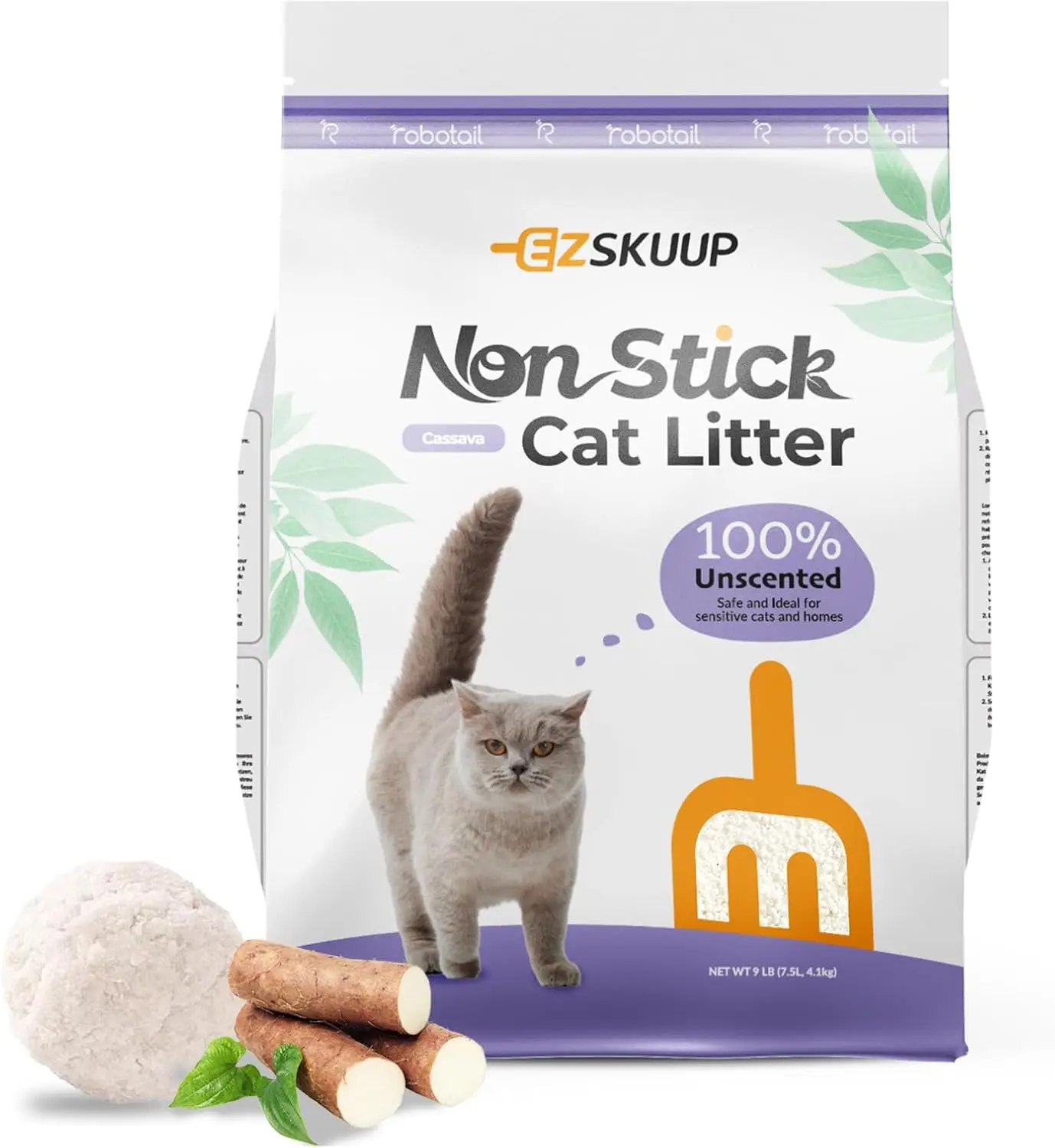 EZSKUUP Non-Stick Cassava Cat Litter 9Lb/4.1kg (Compatible with Robotail Automatic Litter Box C32)
EZSKUUP Non-Stick Cassava Cat Litter 9Lb/4.1kg (Compatible with Robotail Automatic Litter Box C32)
