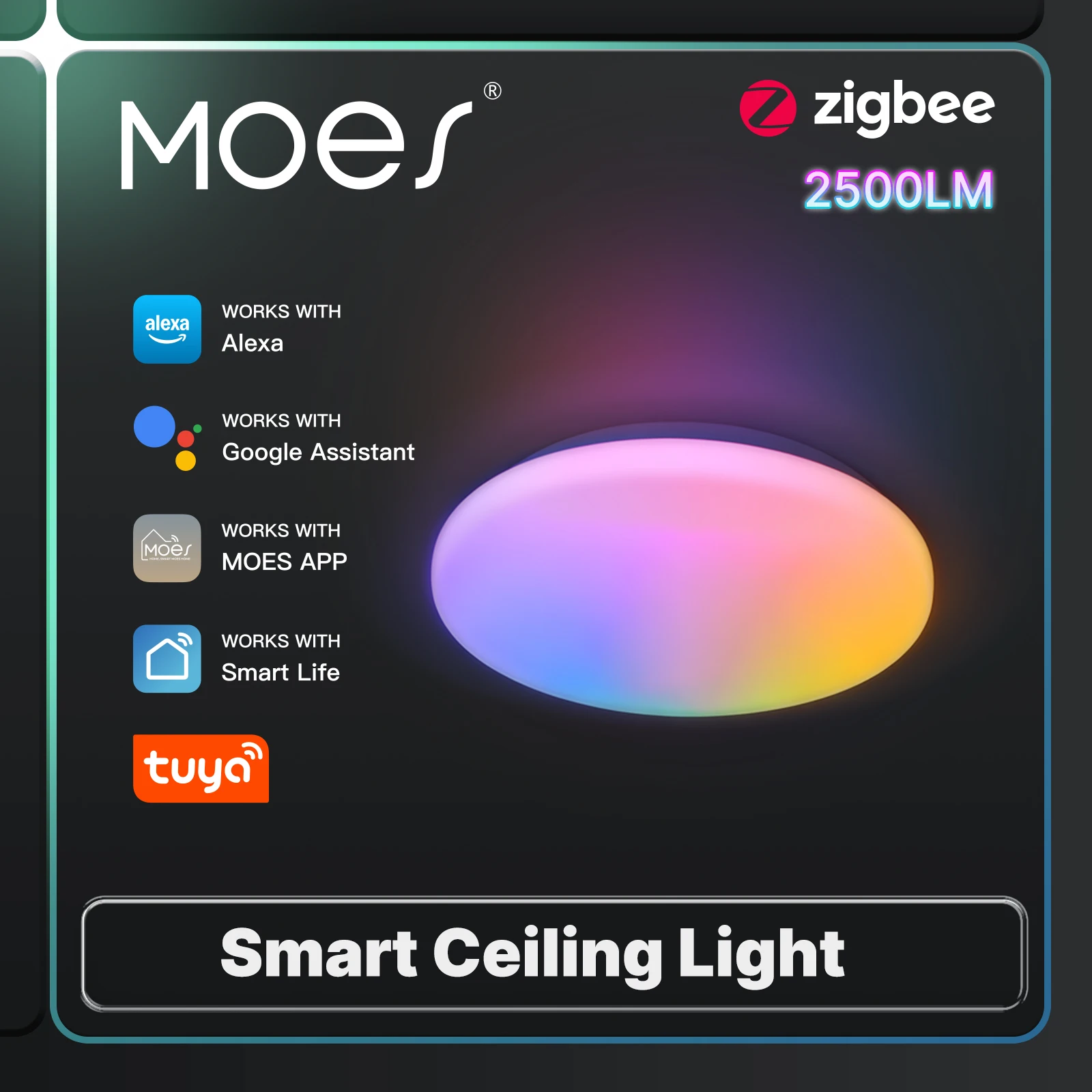 Умная потолочная светодиодная лампа MOES Tuya ZigBee с регулировкой цветовой температуры, RGB-подсветкой, диммированием, управлением через приложение и голосовым управлением, совместима с Alexa и Google Home.
Умная потолочная светодиодная лампа MOES Tuya ZigBee с регулировкой цветовой температуры, RGB-подсветкой, диммированием, управлением через приложение и голосовым управлением, совместима с Alexa и Google Home.
