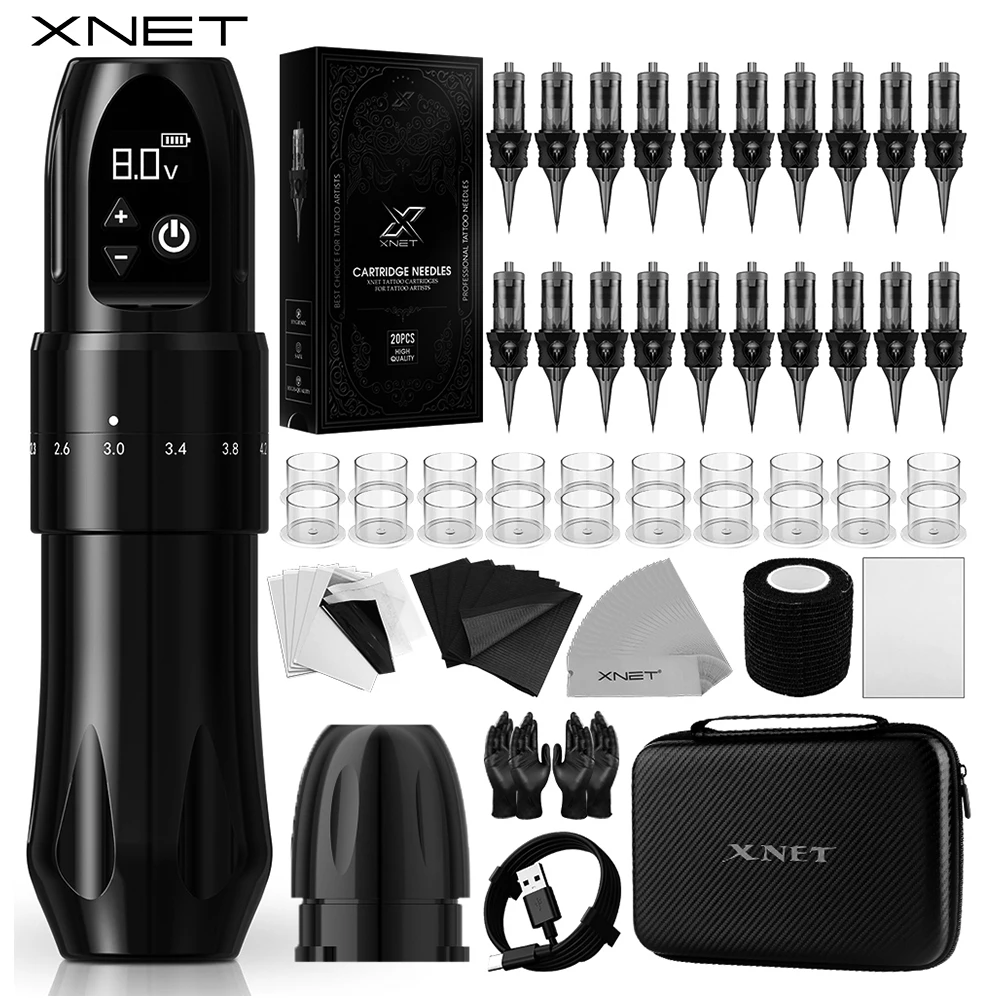 XNET D1 Wireless Tattoo Machine Pen Kit Full Completed Adjustable Stroke Custom Motor Makeup Pen 20pcs Cartridges For Tattoo Art
XNET D1 Wireless Tattoo Machine Pen Kit Full Completed Adjustable Stroke Custom Motor Makeup Pen 20pcs Cartridges For Tattoo Art