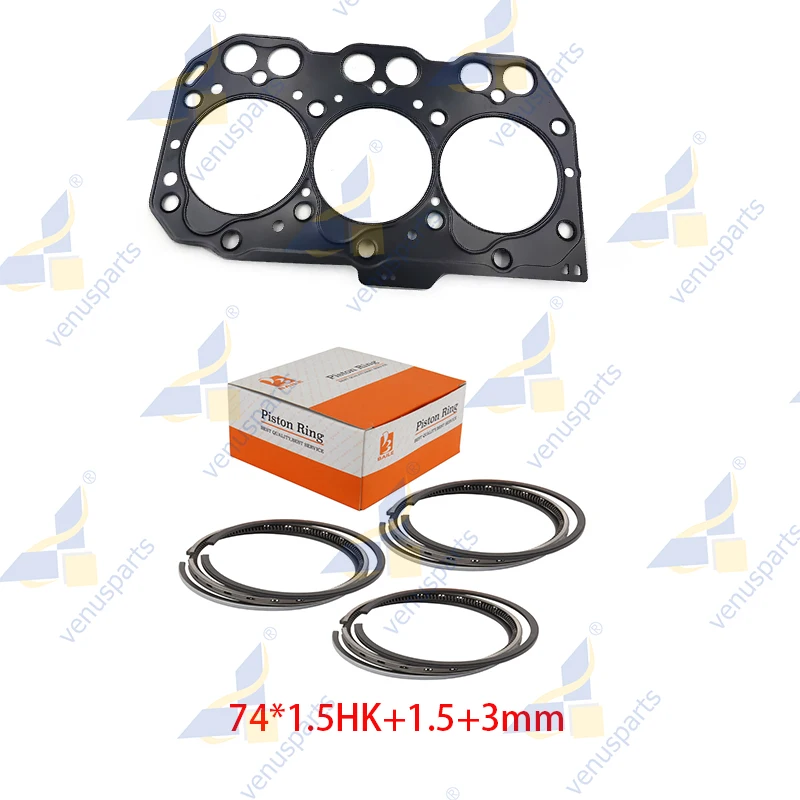 For Yanmar 3TNE74 Cylinder Head Gasket+Piston Ring 74*1.5+1.5+3mm 3-Cylinders Engine 119623-01340
For Yanmar 3TNE74 Cylinder Head Gasket+Piston Ring 74*1.5+1.5+3mm 3-Cylinders Engine 119623-01340