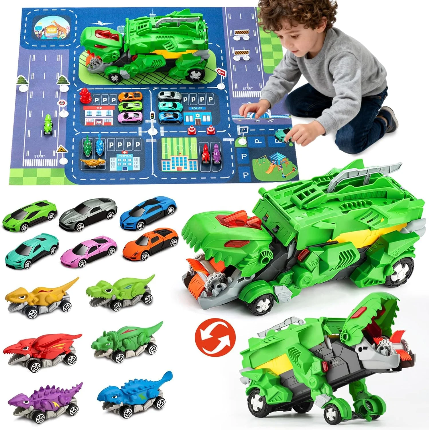 Игрушечная машинка-динозавр для детей 3-8 лет, подарок для мальчиков, игрушки для малышей 3, 4, 5, 6 лет, грузовик-динозавр с 12 фигурками
Игрушечная машинка-динозавр для детей 3-8 лет, подарок для мальчиков, игрушки для малышей 3, 4, 5, 6 лет, грузовик-динозавр с 12 фигурками