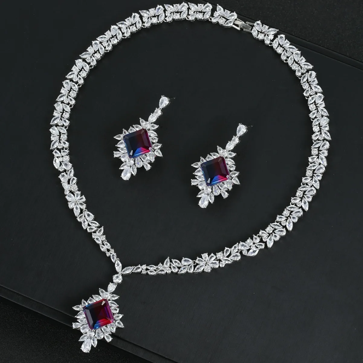 Luxury Bridal Wedding Jewelry Sets AAA CZ Zirconia Classic Design Women 2pc Necklace Earrings Set Engagement Anniversary Gift
Luxury Bridal Wedding Jewelry Sets AAA CZ Zirconia Classic Design Women 2pc Necklace Earrings Set Engagement Anniversary Gift