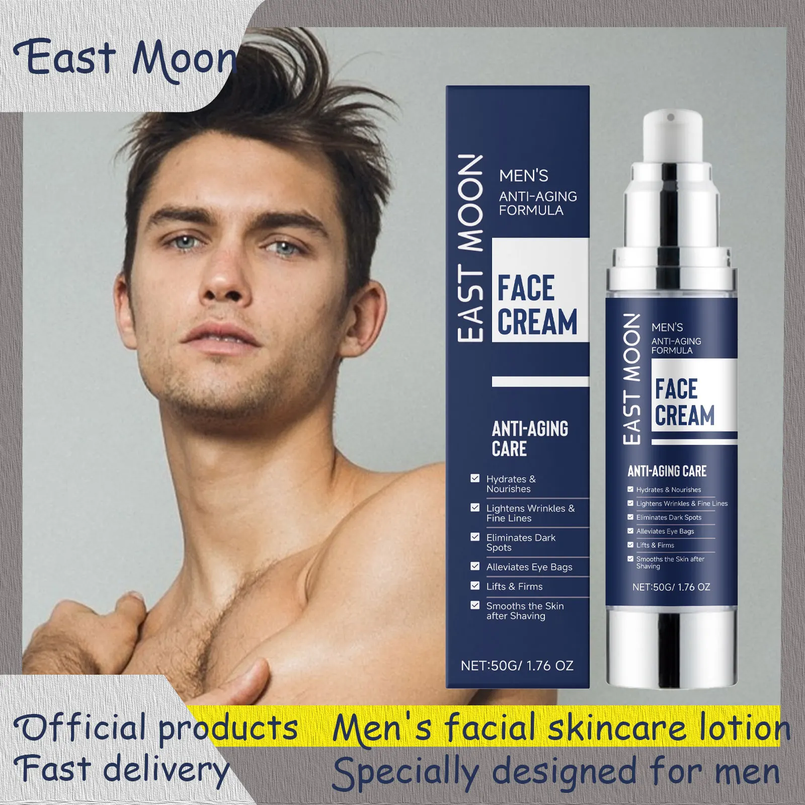 East Moon 50g Men's Moisturizing Face Cream Firming Anti Wrinkle Repair Facial Revitalizing Skin Nourish Smooth Face Care Lotion
East Moon 50g Men's Moisturizing Face Cream Firming Anti Wrinkle Repair Facial Revitalizing Skin Nourish Smooth Face Care Lotion