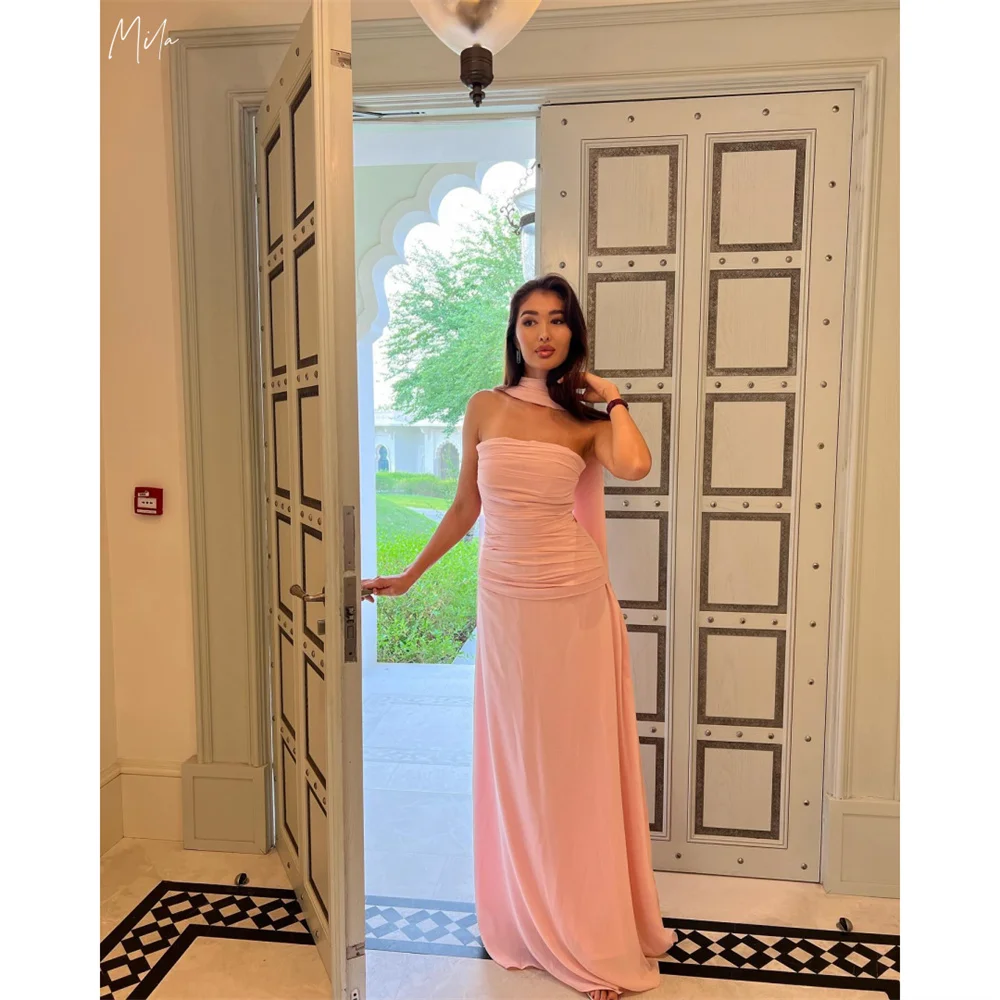 Mila Pink Strapless Sleeveless Customized Prom Dresses Detachable Shawl Column Party Dresses Pleats Floor-Length Evening Dress
Mila Pink Strapless Sleeveless Customized Prom Dresses Detachable Shawl Column Party Dresses Pleats Floor-Length Evening Dress