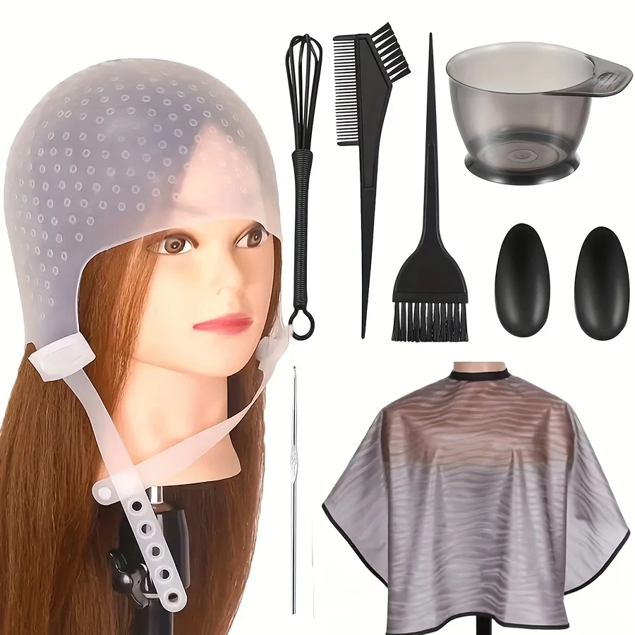 Professional Hair Coloring Kit with Reusable Cap Various Shades Dye Bowl Mixing Bowl Brush Ear Protectors for Home Use
Professional Hair Coloring Kit with Reusable Cap Various Shades Dye Bowl Mixing Bowl Brush Ear Protectors for Home Use