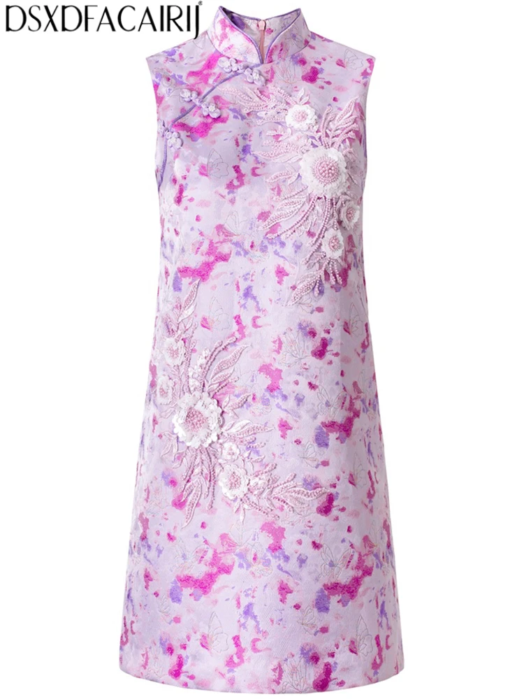 DSFACAIRIJ Women's Chinese style Stand Collar Sleeveless Embroidery Beading Sequins Summer New model Vest Cheongsam
DSFACAIRIJ Women's Chinese style Stand Collar Sleeveless Embroidery Beading Sequins Summer New model Vest Cheongsam