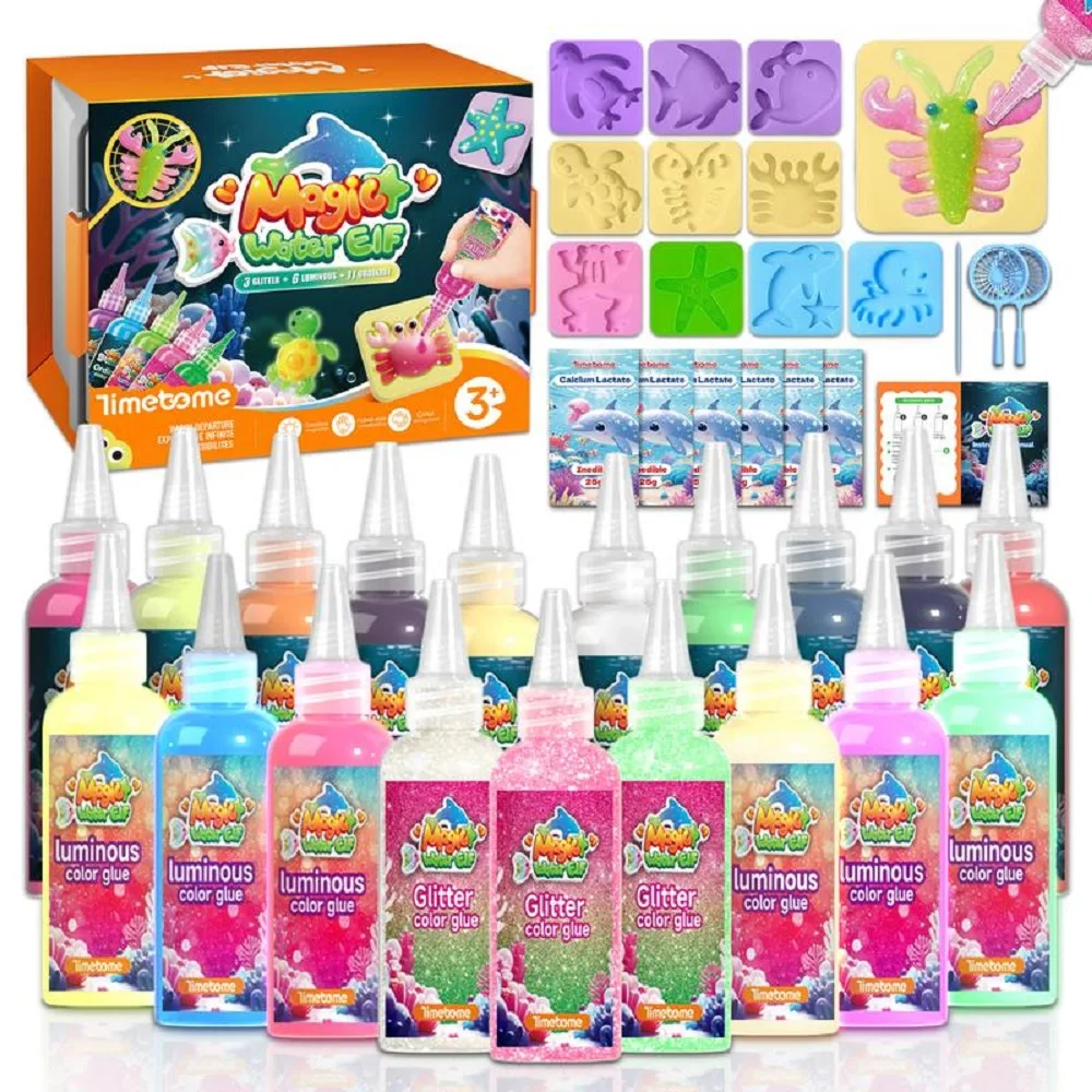 Timetome Magic Water Elf Toy Kit for Kids – 20 Gels (11 Standard + 6 Glitter + 3 Glow) & 10 Molds, DIY Squishy Maker, Aqua Fairy Gel Toys, Night Glow & Glitter, Valentine Gifts for Boys & Girls 3+
Timetome Magic Water Elf Toy Kit for Kids – 20 Gels (11 Standard + 6 Glitter + 3 Glow) & 10 Molds, DIY Squishy Maker, Aqua Fairy Gel Toys, Night Glow & Glitter, Valentine Gifts for Boys & Girls 3+