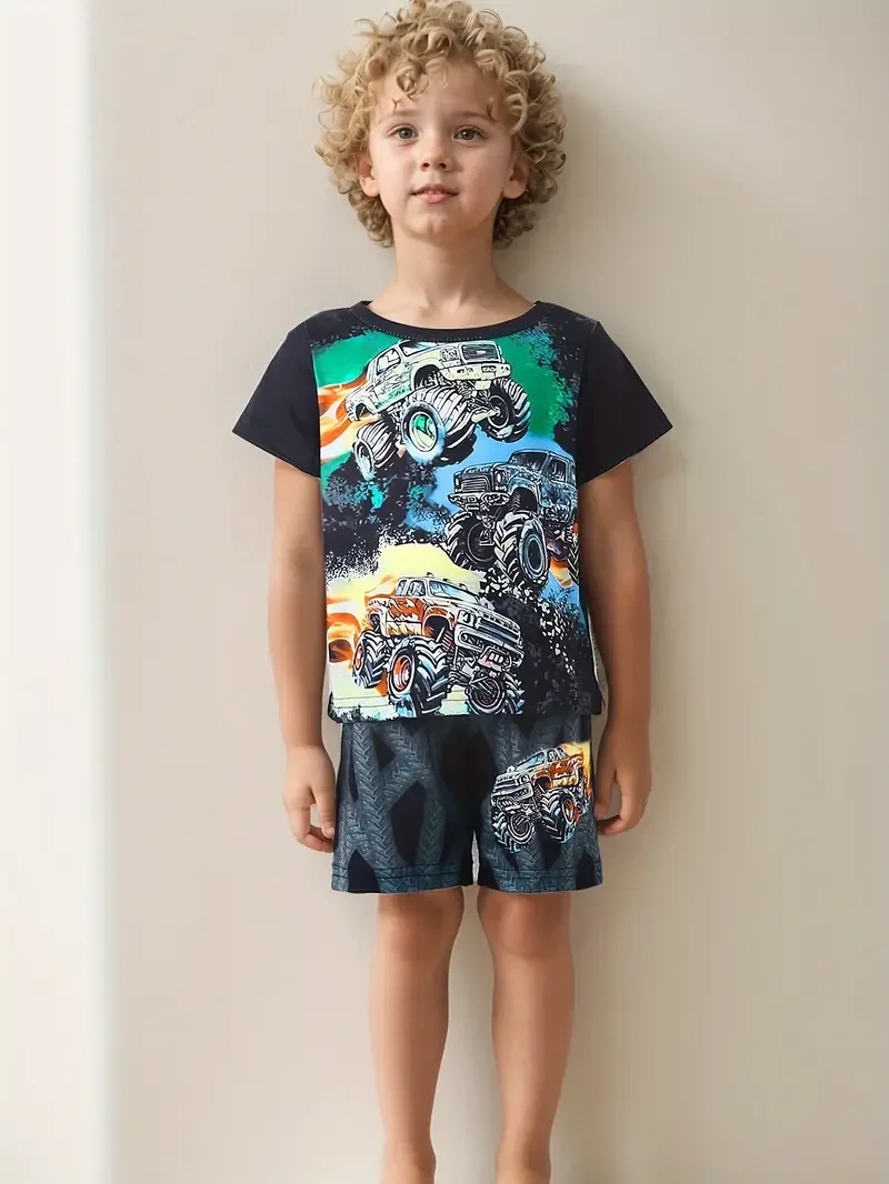Summer Boys Tshirts 2 Piece Set 3D Monster Jam Printed Casual Style Short Sleeve Tees Shorts Suits Fashion Breathable Streetwear
Summer Boys Tshirts 2 Piece Set 3D Monster Jam Printed Casual Style Short Sleeve Tees Shorts Suits Fashion Breathable Streetwear