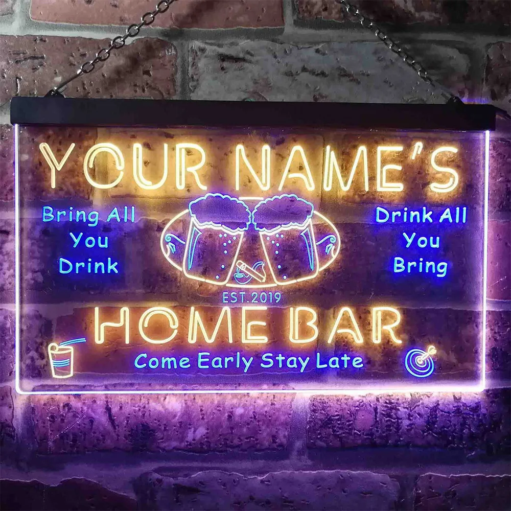 Personalized Your Name Est Year Theme Home Bar Cheers Game Room Dual Color LED Neon Sign Home Bar Beer Pub Wine Neon Sign
Personalized Your Name Est Year Theme Home Bar Cheers Game Room Dual Color LED Neon Sign Home Bar Beer Pub Wine Neon Sign