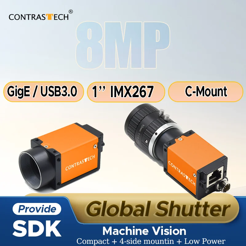 Промышленная камера 8 МП 4096×2160 IMX267 с глобальным затвором GigE USB3 Vision 1'' для систем машинного зрения и автоматизации CONTRASTECH
Промышленная камера 8 МП 4096×2160 IMX267 с глобальным затвором GigE USB3 Vision 1'' для систем машинного зрения и автоматизации CONTRASTECH