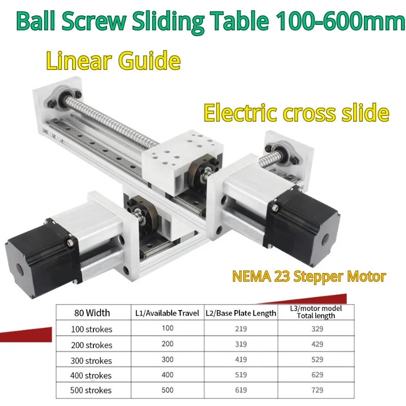 Linear Guide 1605 Ball Screw Sliding Table 100-600mm Effective Stroke Guide Rail XYZ Axis NEMA 23 Stepper Motor for DIY Machine
Linear Guide 1605 Ball Screw Sliding Table 100-600mm Effective Stroke Guide Rail XYZ Axis NEMA 23 Stepper Motor for DIY Machine