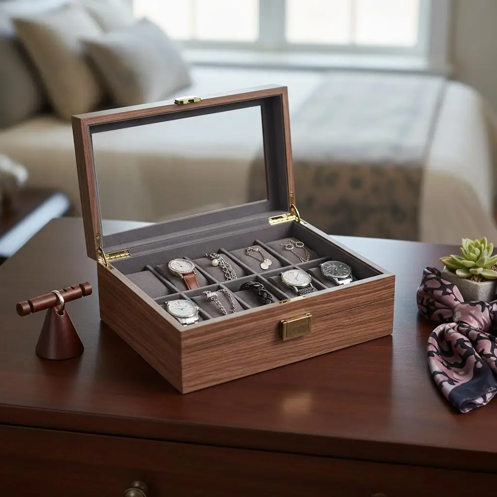 6/10 Slots Wood Watch Storage Box Elegant Watch Box for Bracelet Men and Women Jewelry Display Case for Earrings Rings
6/10 Slots Wood Watch Storage Box Elegant Watch Box for Bracelet Men and Women Jewelry Display Case for Earrings Rings