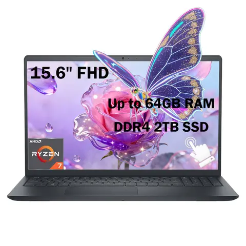 Ordenador portátil con pantalla táctil FHD de 15,6" Dell Inspiron, AMD Ryzen 7 7730U, hasta 64 GB de RAM, SSD de 2 TB, Wi-Fi 5, Windows 11 Home