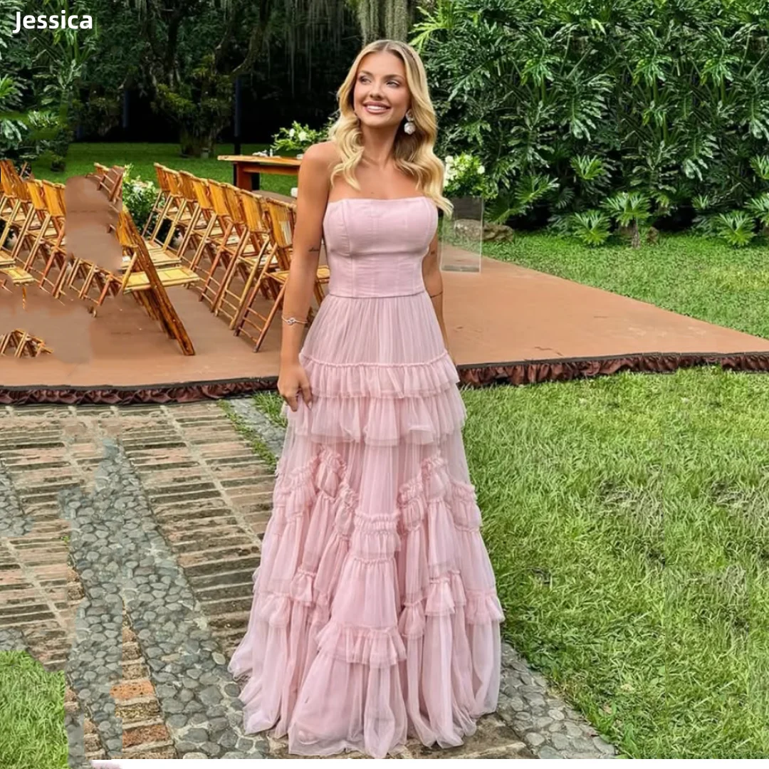 Jessica Sweetheart Pink Evening Dresses Tulle Layering Prom Dresses Sexy Off-shoulder Lady Wedding Party Dresses Customized
Jessica Sweetheart Pink Evening Dresses Tulle Layering Prom Dresses Sexy Off-shoulder Lady Wedding Party Dresses Customized
