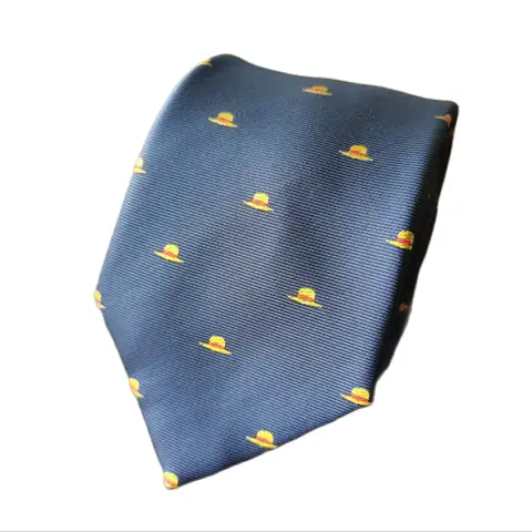 Microfiber Jacquard Comic Manga Theme Yellow Straw Hat Tie Men Necktie