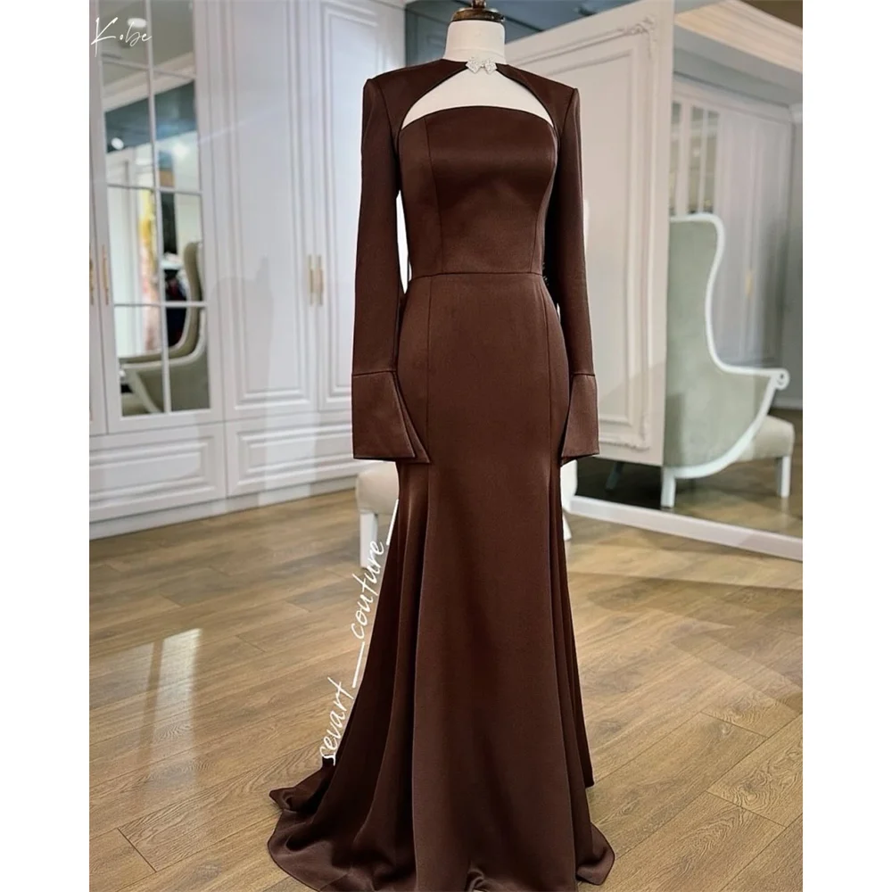 Kobe Customized Long Sleeve Floor-Length Mermaid Prom Dresses Russet Simple فساتين سهرات Cut-out Satin vestidos de fiesta 2025
Kobe Customized Long Sleeve Floor-Length Mermaid Prom Dresses Russet Simple فساتين سهرات Cut-out Satin vestidos de fiesta 2025