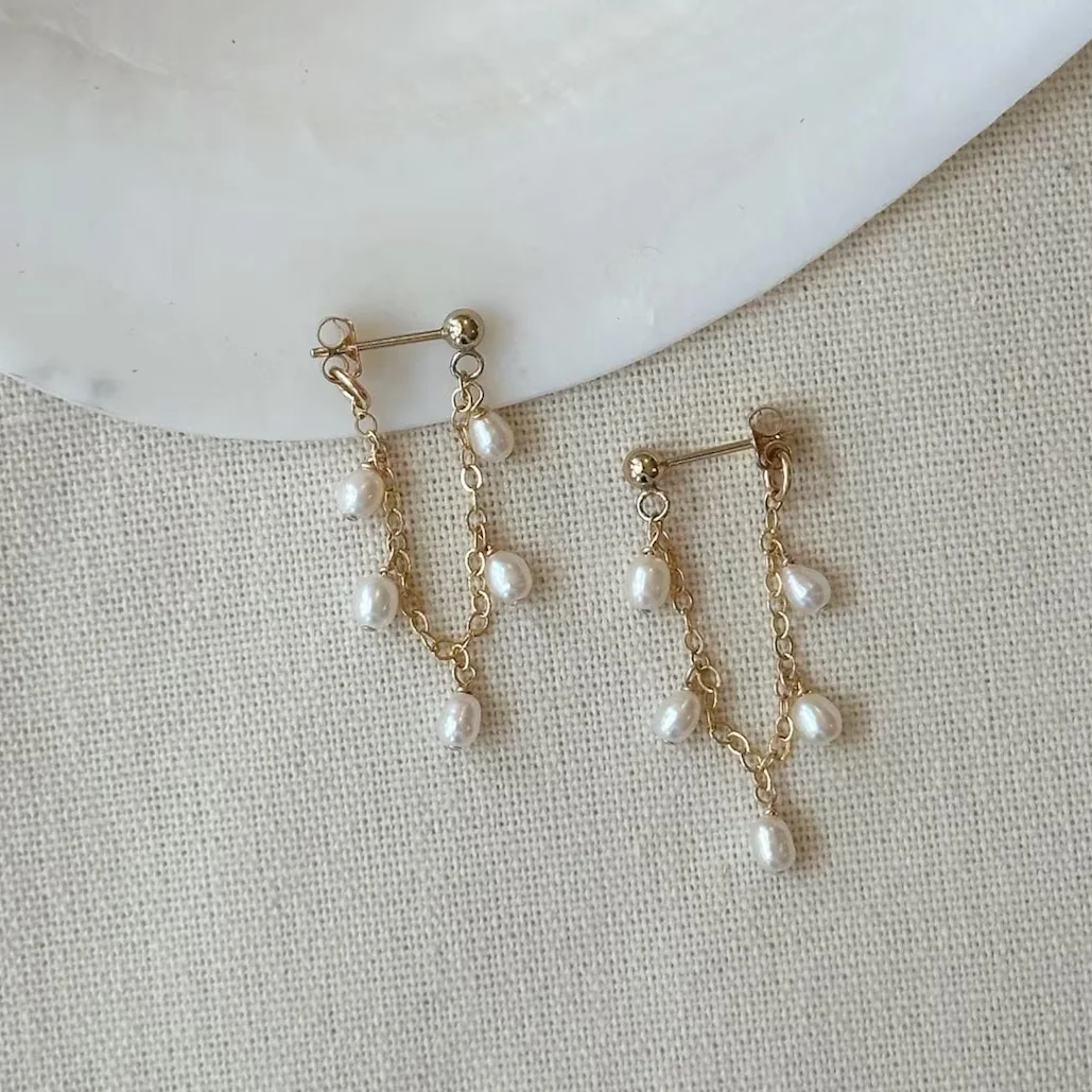 Delicate Pearl Chain Earrings 14K Gold Filled Dangle Pearl Earrings Elegant Seed Pearl Earrings Bridal Pearl Wedding Jewelry
Delicate Pearl Chain Earrings 14K Gold Filled Dangle Pearl Earrings Elegant Seed Pearl Earrings Bridal Pearl Wedding Jewelry