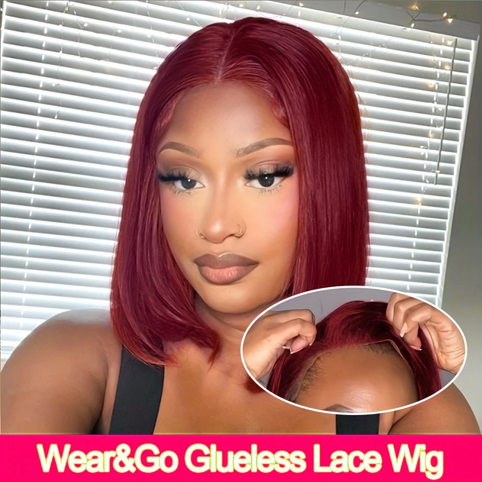 Wear and Go Glueless Pre Plucked 6x4 Straight 99J Burgundy Bob Wig Human Hair Lace Frontal Wigs With Baby Hair 100% Human Hair
Wear and Go Glueless Pre Plucked 6x4 Straight 99J Burgundy Bob Wig Human Hair Lace Frontal Wigs With Baby Hair 100% Human Hair