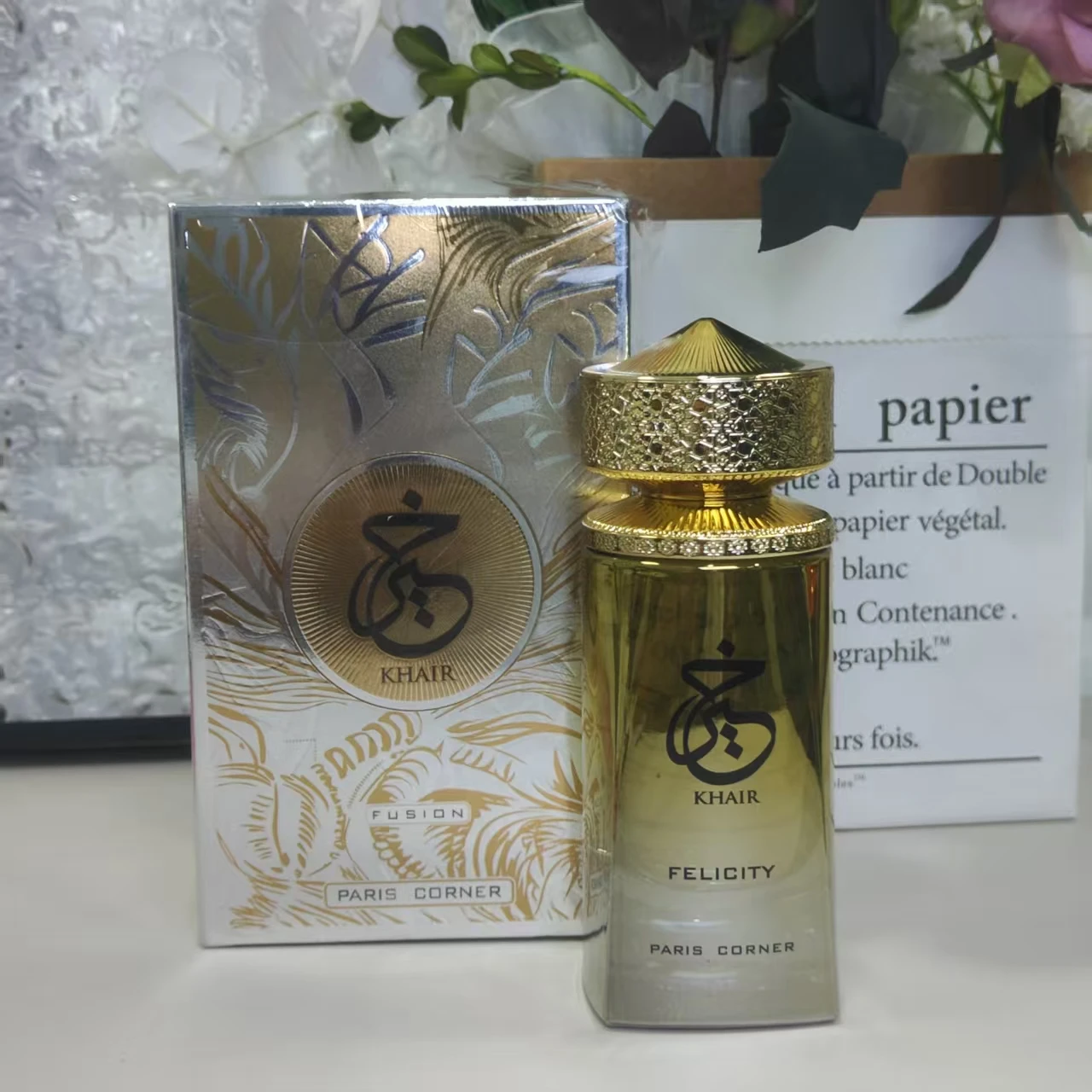 Khair Felicity by Paris Corner 3.4 oz – Sparkling Gourmand – Wedding Silk Santal Style
Khair Felicity by Paris Corner 3.4 oz – Sparkling Gourmand – Wedding Silk Santal Style