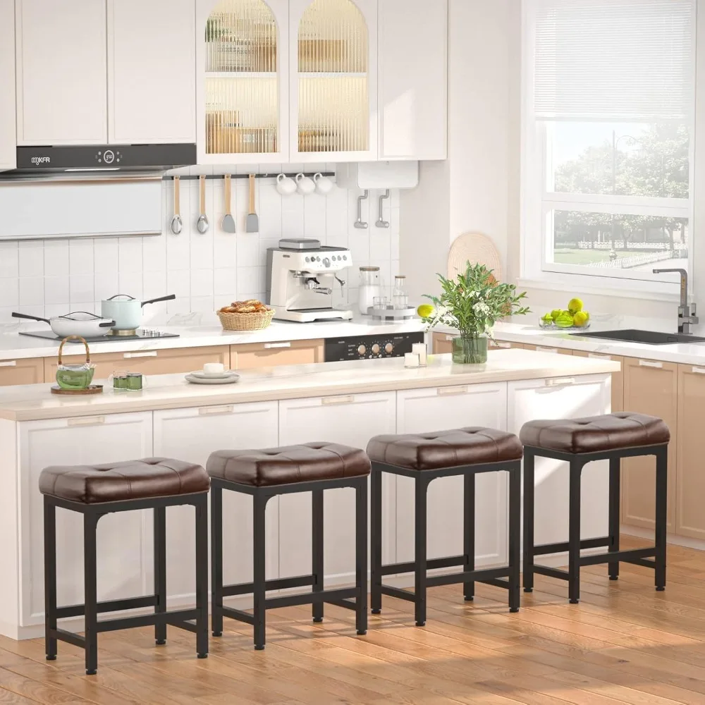 Bar Stools Set of 2, 24 Inch Counter-Height Stools Saddle Stool, PU Leather Barstools with Metal Base, Footrest, Industrial Stoo
Bar Stools Set of 2, 24 Inch Counter-Height Stools Saddle Stool, PU Leather Barstools with Metal Base, Footrest, Industrial Stoo