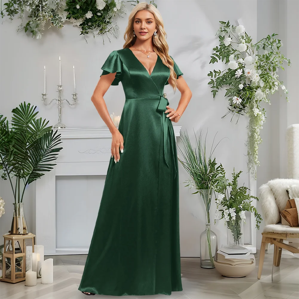 Luxury Dark Navy A-Line V-Neck Floor-Length Stretch Satin Bridesmaid Dresses Short Sleeve Wrap Wedding Guest Cocktail 2025
Luxury Dark Navy A-Line V-Neck Floor-Length Stretch Satin Bridesmaid Dresses Short Sleeve Wrap Wedding Guest Cocktail 2025