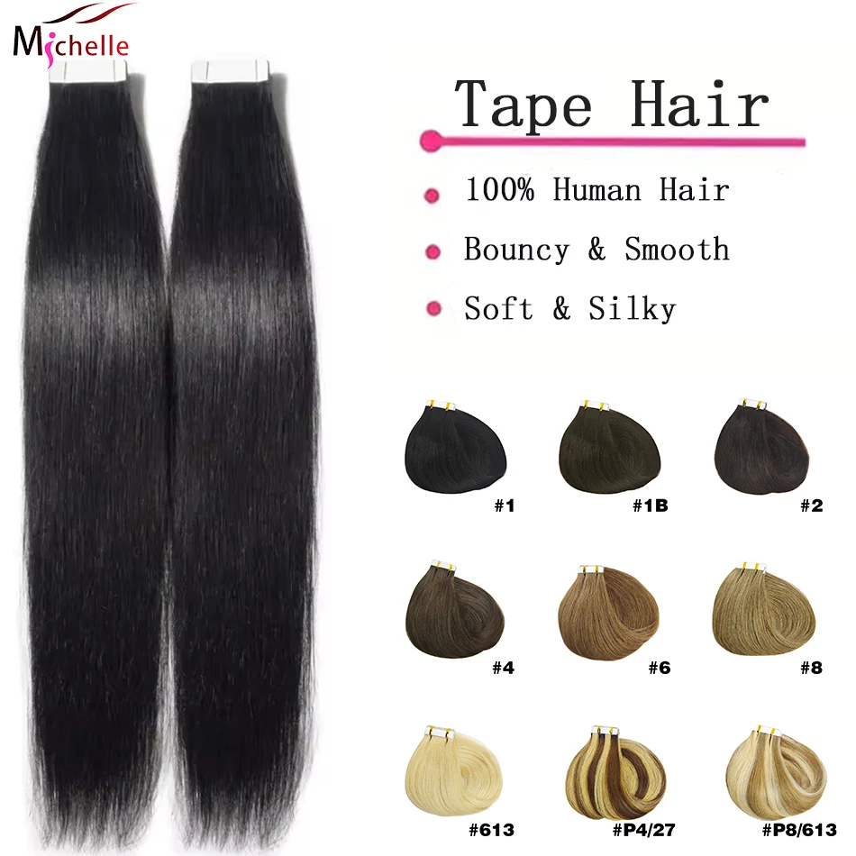 Tape In Hair Extensions Human Hair Silk Straight Seamless Invisible 20/40pcs Tape In Extensions Natural Color 50G/pack For Women
Tape In Hair Extensions Human Hair Silk Straight Seamless Invisible 20/40pcs Tape In Extensions Natural Color 50G/pack For Women