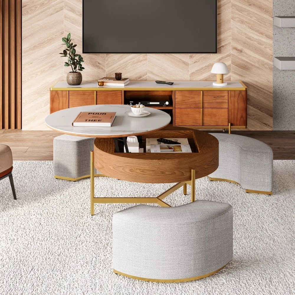 Round Lift Top Coffee Table w/ Storage Hidden Compartment 3 Stools Table
Round Lift Top Coffee Table w/ Storage Hidden Compartment 3 Stools Table